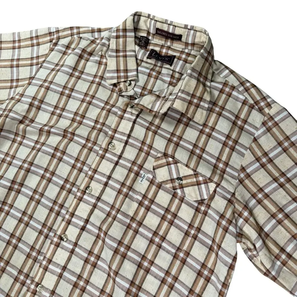 Tailored For Men Levi's Action Western‎ Cowboy Shirt Mens XL Tartan Plaid Check